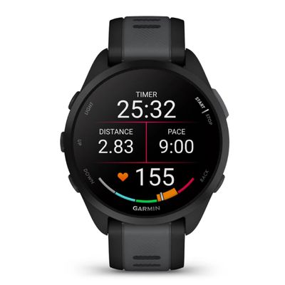 GARMIN Forerunner 165 GPS สมาร์ทวอทช์ (43mm., ตัวเรือนสี Black/Slate Gray, สายสี Black/Slate Gray)